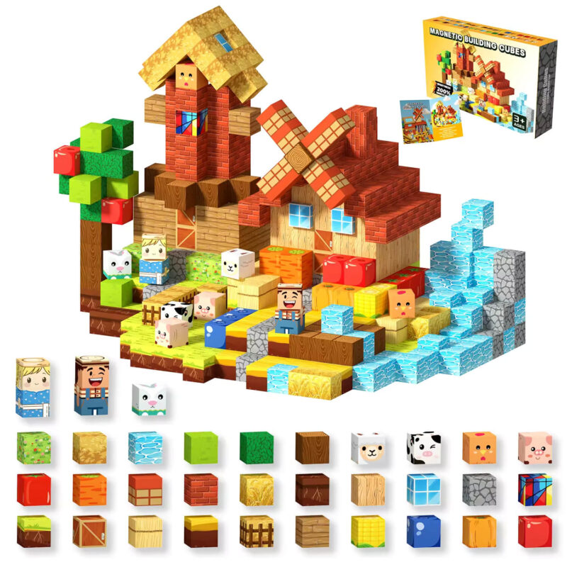 150PCS Minecraft Magnetic Building Blocks – Happy Farm STEM Toy (2)