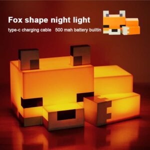 Minecraft Baby Fox Night Light – Soft Orange Desk & Night Lamp (7)