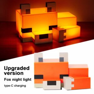 Minecraft Baby Fox Night Light – Soft Orange Desk & Night Lamp (8)