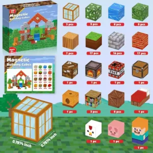 Minecraft Inspired Animal Home Magnetic Blocks – 100PCS STEM Building Cubes for Kids Ages 3+ (4)