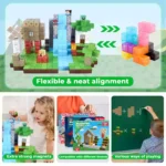 Minecraft Inspired Magnetic Blocks – Forest World 100PCS STEM Building Cubes for Kids Ages 3+ (4)