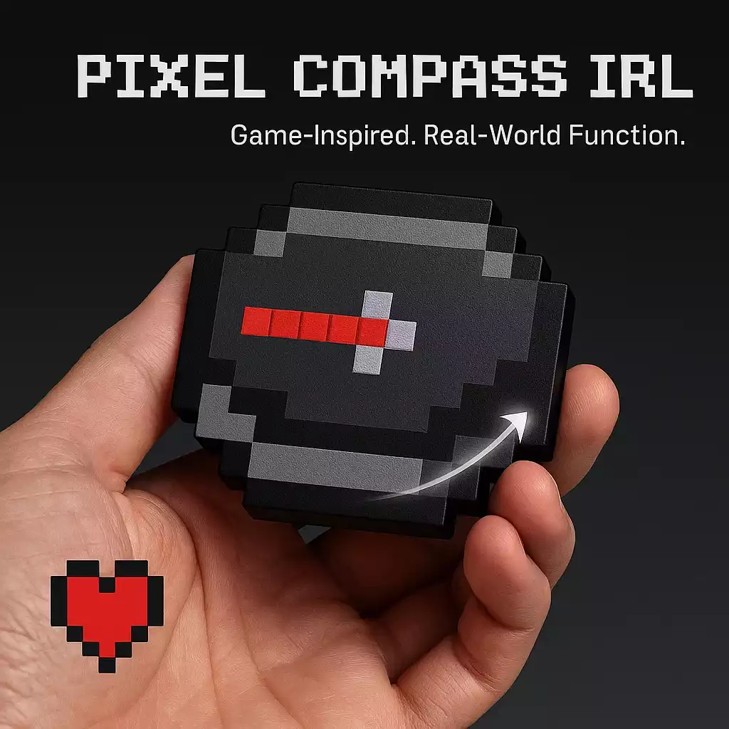 Minecraft Inspired Movable Compass Keychain – Rechargeable LED Pixel RPG Prop (1)