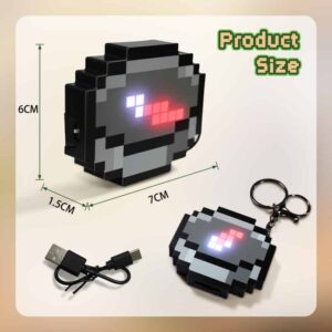 Minecraft Inspired Movable Compass Keychain – Rechargeable LED Pixel RPG Prop (7)