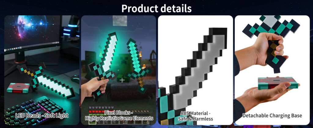 Minecraft Inspired Pixel Diamond Sword LED Night Light (2)