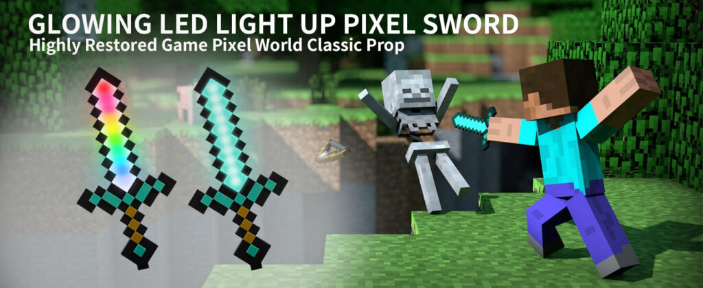 Minecraft Inspired Pixel Diamond Sword LED Night Light (6)