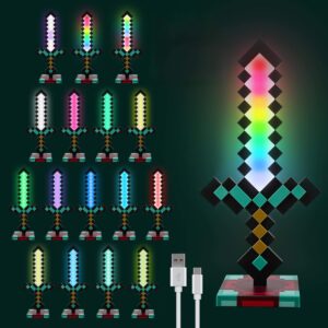 Minecraft Inspired Pixel Diamond Sword LED Night Light – 16 Colors (3)
