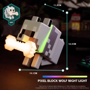 Minecraft Inspired Pixel Wolf Night Light – 5 Color Tap Control LED Desk Lamp (7)