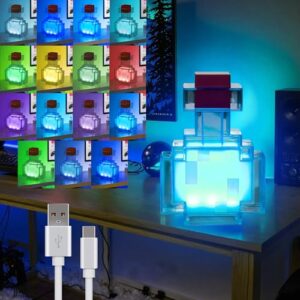 Minecraft Inspired Potion Bottle Night Light – 15 Color Pixel LED Desk Lamp (4)