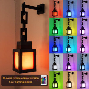 Minecraft Lantern Night Light – 16 Color Rechargeable LED Pixel Lamp with Remote (4)
