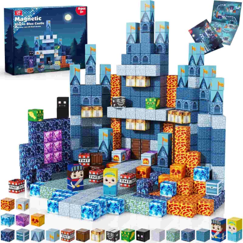 Minecraft Magnetic Blocks – Blue Kingdom Castle 100PCS Building Set (1)