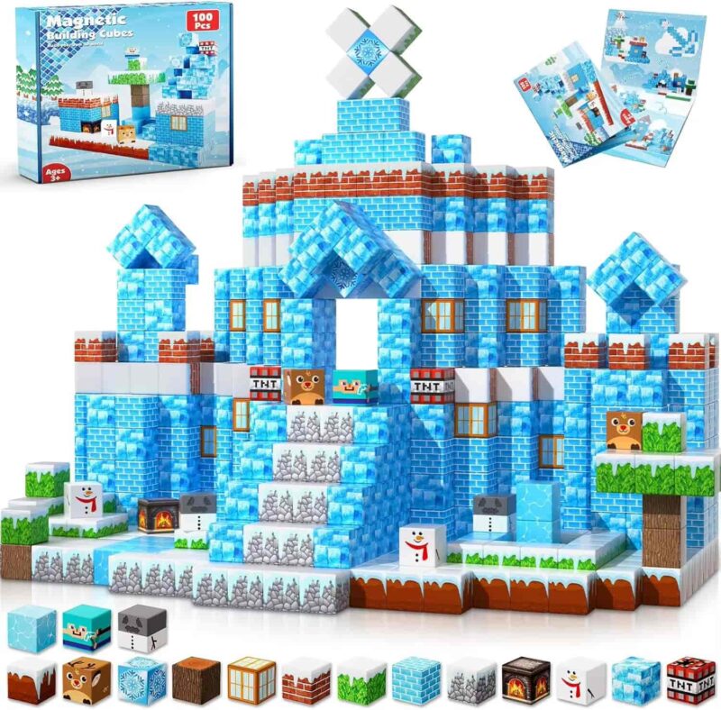 Minecraft Magnetic Building Blocks – Ice Castle (100PCS STEM Magnetic Tiles for Kids Ages 3–10) (2)