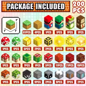 Minecraft Magnetic Blocks Mario Set – 200PCS Light Up Magnetic Building Blocks for Kids 3+ (2)