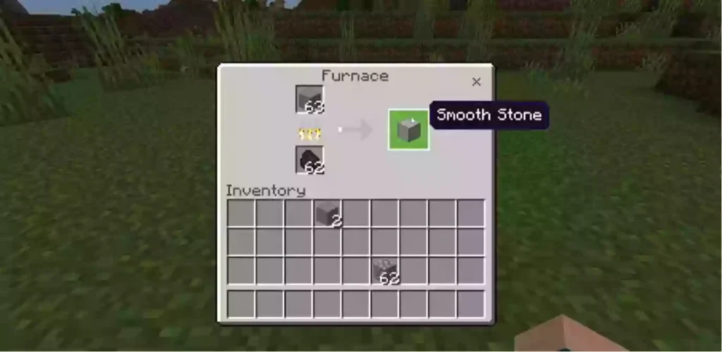 The final smelting process showing how to make smooth stone in Minecraft from regular stone